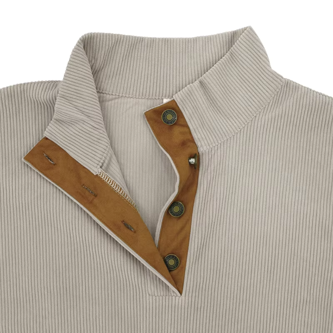 David™ | Comfortable Henley sweatshirt with stand-up collar