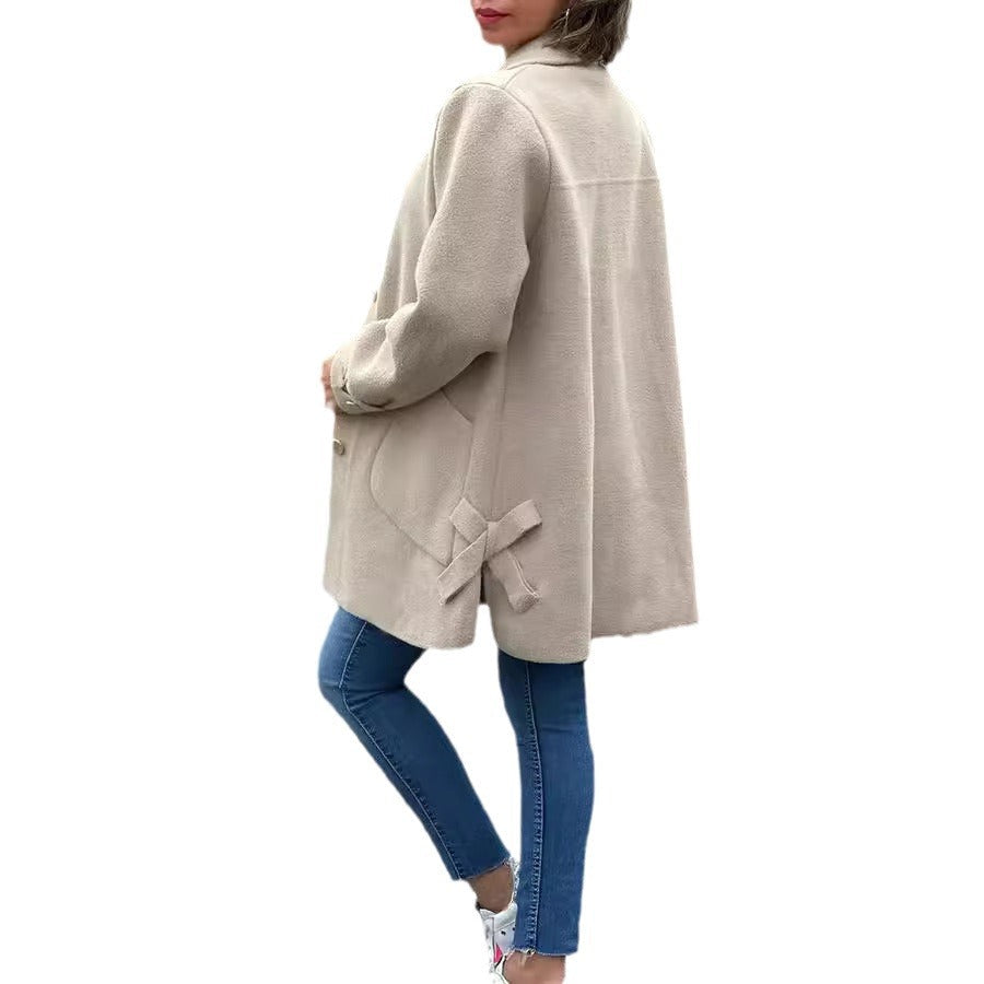 Chloe™ | Classic Oversized Coat With Bow Details