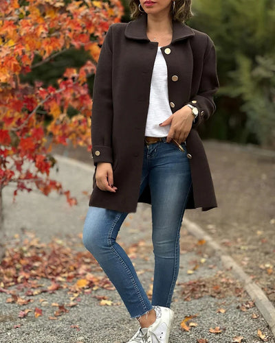 Chloe™ | Classic Oversized Coat With Bow Details