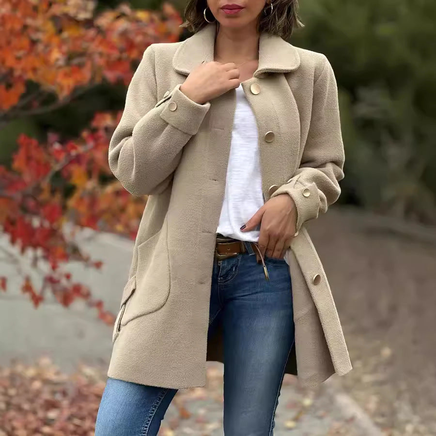 Chloe™ | Classic Oversized Coat With Bow Details