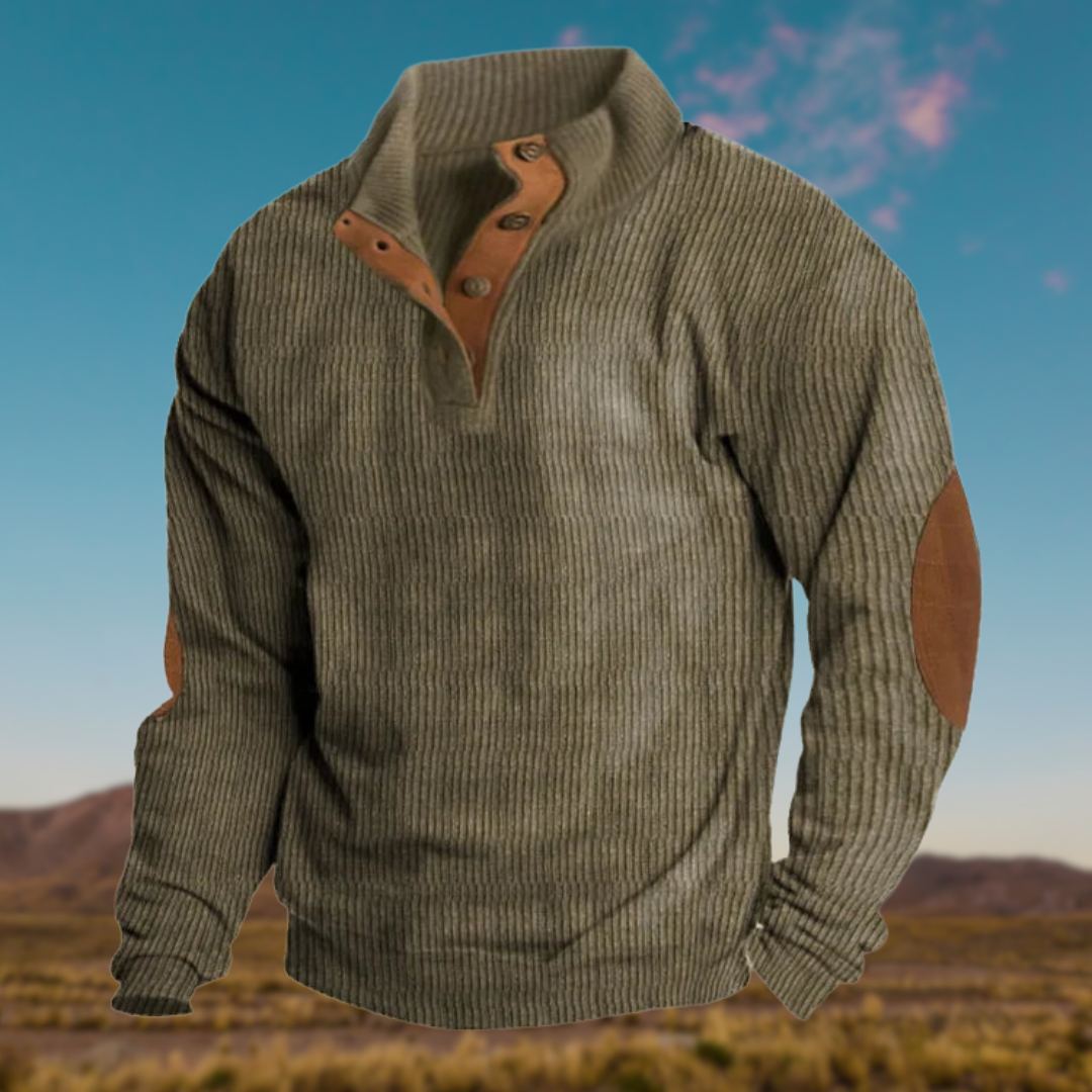 David™ | Comfortable Henley sweatshirt with stand-up collar