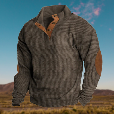 David™ | Comfortable Henley sweatshirt with stand-up collar