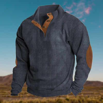 David™ | Comfortable Henley sweatshirt with stand-up collar