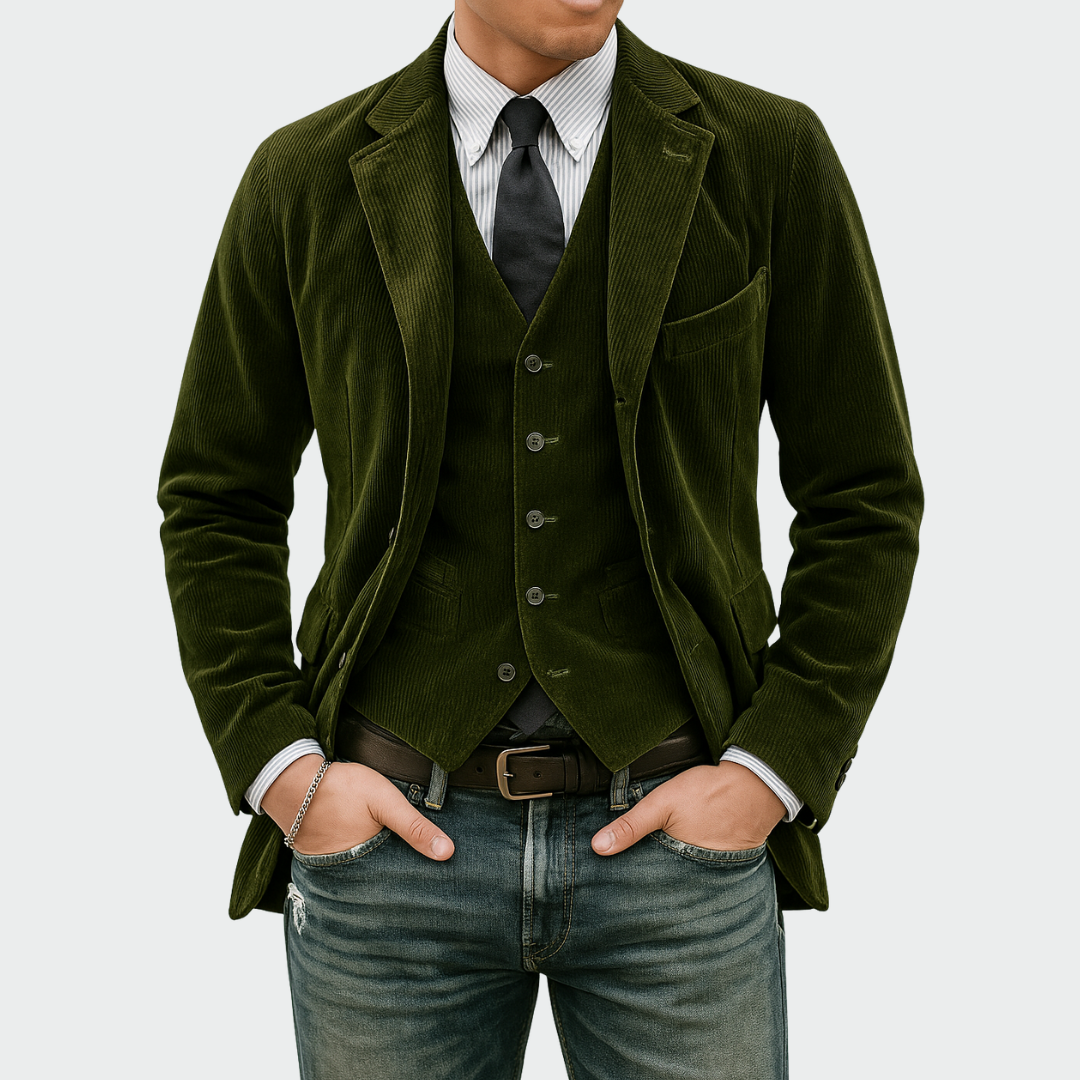 Matthew™ | 2-Piece Set: Velvet Blazer and Vest