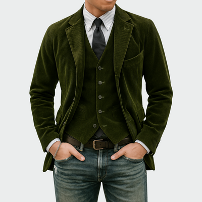Matthew™ | 2-Piece Set: Velvet Blazer and Vest